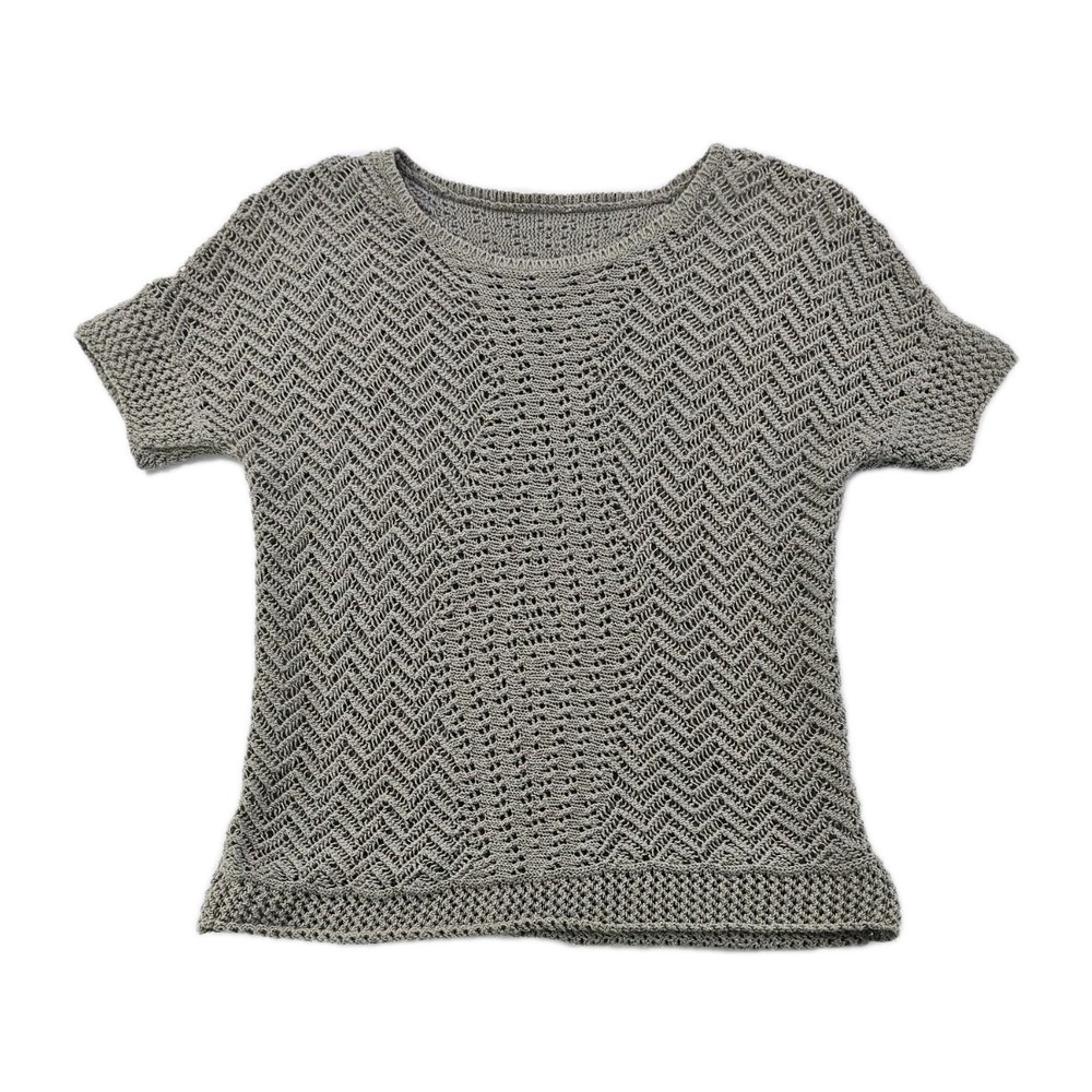 Alice + Olivia Crochet Top Womens S‎ Green Layering Shirt Boho Hippie Roll Hem